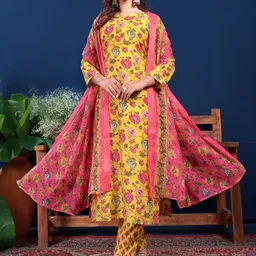 devkison Designer Floral Printed Straight Kurta With Trousers & Dupatta-image-21