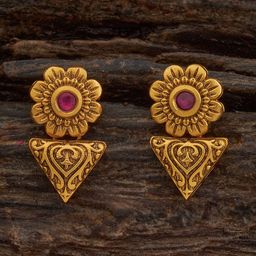Kushal's Fashion Jewellery Gold-Plated Artificial Stones Studded Ethnic Antique Studs-image-37