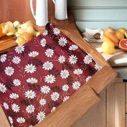 REVEXO Maroon & White Printed Water-Resistant Shelf Liner-16