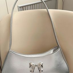 LULU & SKY PU Baguette Shoulder Bag With Bow Detail-image-15
