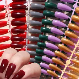 The Pink Truck Set Of 24 Reusable Artificial Nails - Maroon & Brown-40