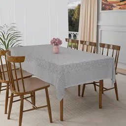 Kuber Industries Grey Ethnic Motifs Cotton 6-Seater Table Cover-61