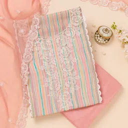 Koskii Striped Embroidered Unstitched Dress Material-image-80