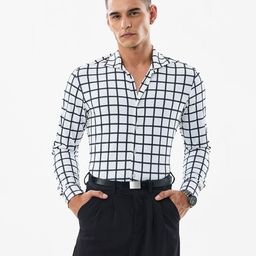 Snitch Checked Spread Collar Wrinkle Free Slim Fit Formal Shirt-image-77