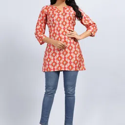 SARRAS Geometric Printed Straight Short Kurti-image-93