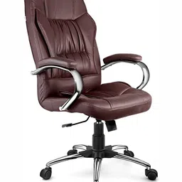 Oakcraft Brown Leatherette Adjustable Seat Height Study Arm Chair-21