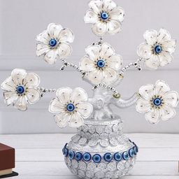 Archies Silver-Toned Blooming Evil Eye Vase Curio Showpiece-picture-14