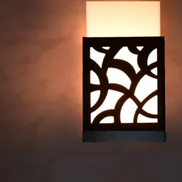 Gojeeva Black & White Textured Wooden Square Shaped Wall Lamp-20