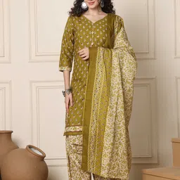 KALINI Floral Printed Straight Kurta With Salwar And Dupatta-37
