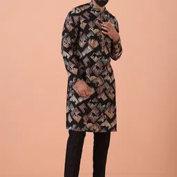 KISAH Men Abstract Regular Fit Printed Kurta Trouser Set-16
