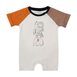 My Milestones Infant Boys Colourblocked Printed Pure Cotton Romper-86