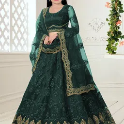 Piludi Girls Embroidered Lehenga & Blouse With Dupatta-8
