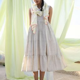 The Yellow Bow Printed Cotton Cut Outs Empire Midi Dress-image-54