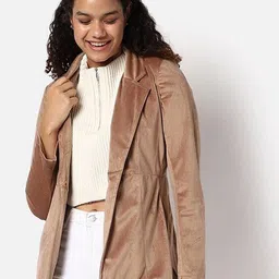 Campus Sutra Single-Breasted Blazer With Insert Pockets-image-82