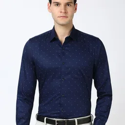 Peter England Men Spread Collar Geometric Printed Cotton Formal Shirt-image-85