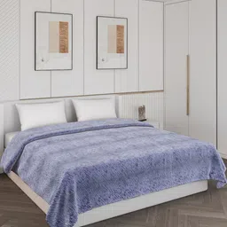 Monte Carlo Blue & White Heavy Winter Double Bed Blanket-78