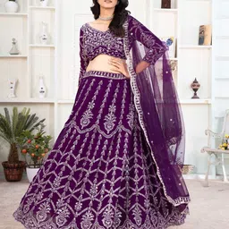 MISS CLOTHING Embroidered Sequinned Unstitched Lehenga & Blouse With Dupatta-picture-37