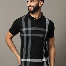 HUSHBUCKS Men Checked Polo Collar Applique T-shirt-picture-46