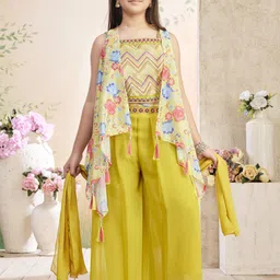 BAESD Girls Embroidery Georgette Kurti & Palazzo With Dupatta-picture-2