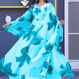 Femvy Floral Print Crepe Fit & Flare Maxi Dress-image-95