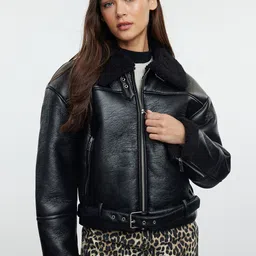 Trendyol Women Crop Leather Jacket-35