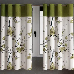 Lunar Days Unisex Set Of 1 Green Ripple Fold Regular Window Curtain-5