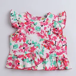 AWW HUNNIE Floral Print Flutter Sleeve Top-52