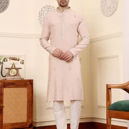 MULTI SHADES Ethnic Motifs Embroidered Mandarin Collar Sequenned Kurta With Trouser-picture-39