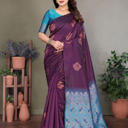 Styleveda Silk Cotton Woven Design Banarasi Saree With Unstitched Blouse Piece-image-38