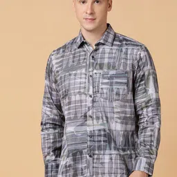 TABARD Men Spread Collar Abstract Printed Cotton Casual Shirt-image-56