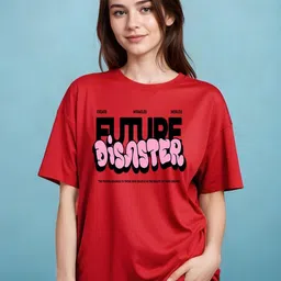 SMARTEES Typography Printed Round Neck Drop-Shoulder Sleeves Cotton Oversized T-shirt-image-64
