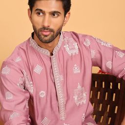 Jompers Men Floral Embroidered Regular Thread Work Kurta with Pyjamas-picture-3