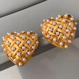OOMPH Heart Shaped Studs Earrings-image-75