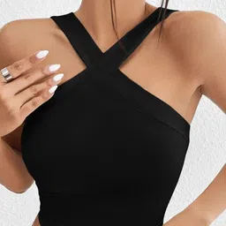 Stylecast X Slyck Solid Halter Neck Crop Top-image-89