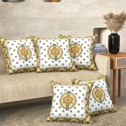 Anadhika Yellow Set Of 5 Square Cushion Covers-picture-2