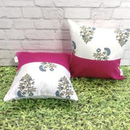Pink Parrot White & Pink Ethnic Motifs Square Cushion Covers-image-61
