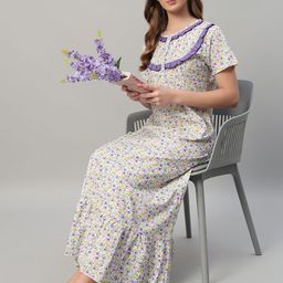 SEPHANI Women Printed Maxi Nightdress-image-8