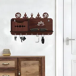 Kuber Industries Brown Wooden 7 Hooks Key Holder-image-79