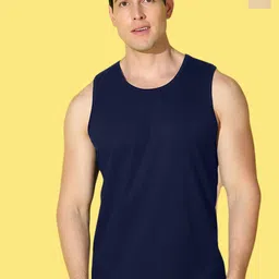WOOSTRO Pack Of 2 Printed Combed Cotton Gym Vests VWS26(MORE RUST)(PLAIN NAVY)-image-97