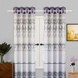 Aura Grey & White Set of 2 Geometric Door Curtain-7