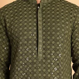Jompers Men Ethnic Motifs Embroidered Regular Sequinned Kurta with Pyjamas image 5