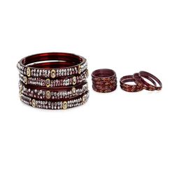 SOMIL Set of 12 Maroon Alloy Bangles-image-91