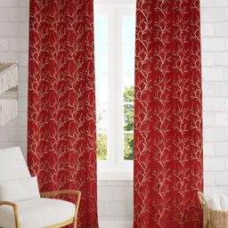 Galaxy Home Decor Maroon Set of 2 Floral Room Darkening Door Curtain-image-6