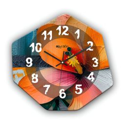 OLIVE TREE Yellow & Pink Printed Geometric Wall Clock image 3