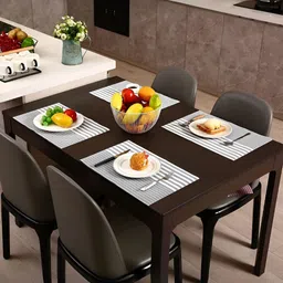 UniKart Grey & White 8 Pieces Striped Waterproof Rectangle Table Placemats image 4