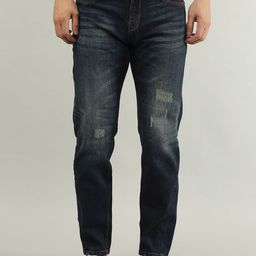 TIM PARIS Men Slim Fit Mid-Rise Low Distress Jeans-image-100