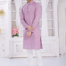 DIVISIVE Men Ethnic Motifs Embroidered Regular Kurta with Pyjamas-image-17