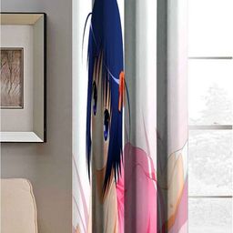 Aura White & Pink Doll On Bed Printed Light Blocking Long Door Curtain-48