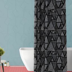 ArtzFolio Black and Grey Printed Waterproof Shower Curtain-46