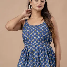 Rangun Floral Print Peplum Top-image-73